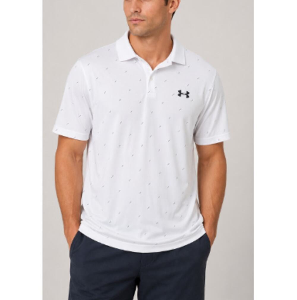 Under Armour Men's White Performance 3.0 Printed Polo Shirt Size Large